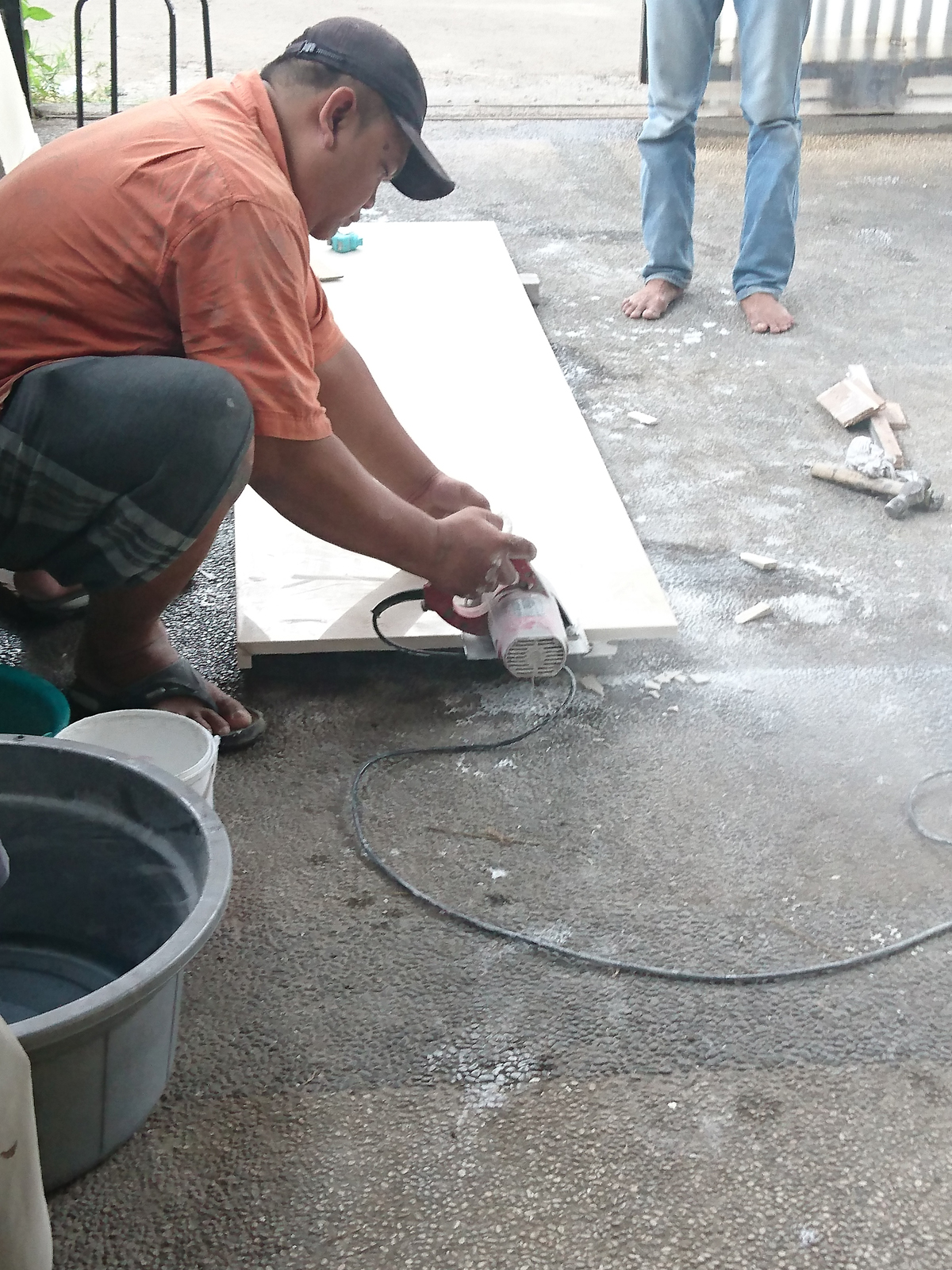 cutting natural marble